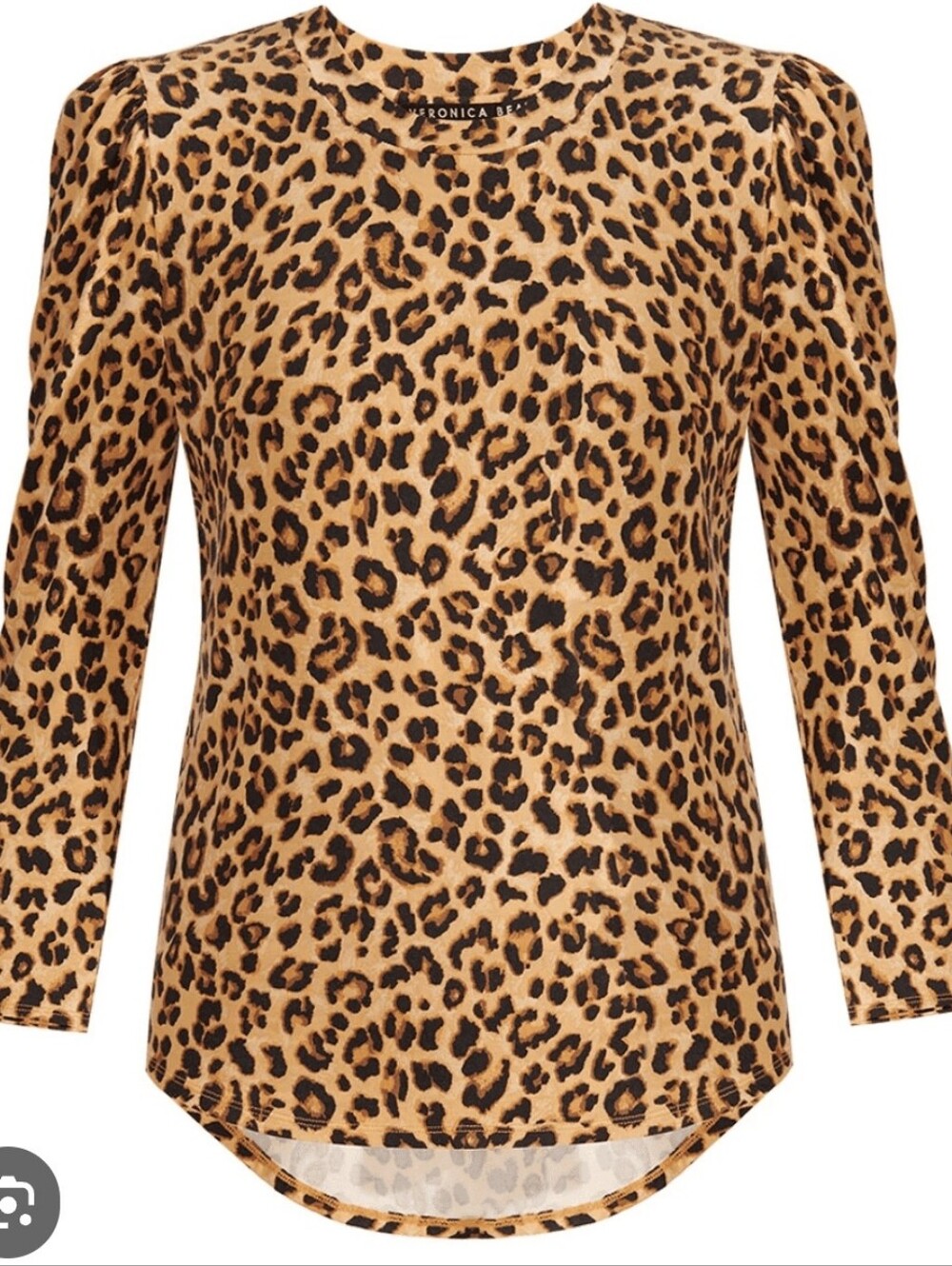 Veronica Beard Porter Leopard Print Long Sleeve Top - Tan, Black